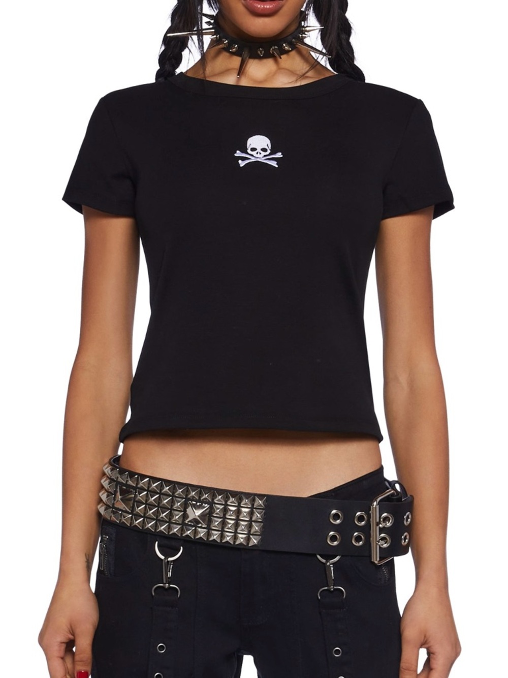 DollsKill Current Mood Skull Semi-Cropped  T-Shirt